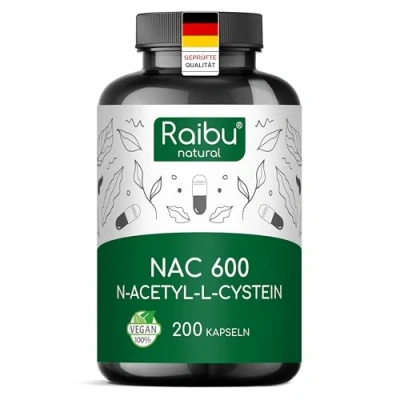 Obrázek Raibu NAC 600 kapslí ve vysokých dávkách (200 x mg) I Acetyl L Cystein v nejlepší kvalitě bez přísad vyrobeno Německu