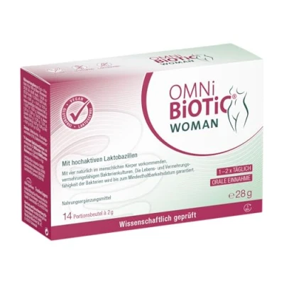 Obrázek OMNi BiOTiC WOMAN 14 porcí 4 kmeny bakterií 10 miliard zárodků v denní dávce prášek veganský bez lepku laktózy pro každodenní použití jednoduše pijte