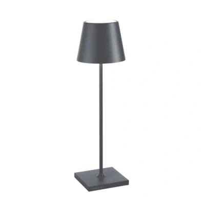 Obrázek Zafferano, Poldina Pro Lampe, Kabellose, Wiederaufladbare Tischlampe mit Touch Control, Auch für den Außenbereich Geeignet, Dimmer, 2200 3000 K, Höhe 38 cm, Farbe Dunkelgrau