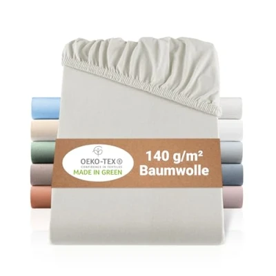 Obrázek BaSaTex bio Jersey napínací prostěradlo 140 x 200 cm ze 100% bavlny certifikováno GOTS 140x200 160x200 barva: Přírodní