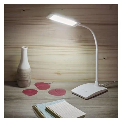 Obrázek EMOS LED stolní lampa EDDY 6 W, max. jas 480 lm, nastavitelná barva světla 3000 K/4500 K/6800 K, životnost hodin, bílá, Ra&gt;83
