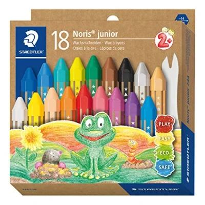 Obrázek STAEDTLER Wachsmalkreide Noris junior 224, perfekt für kleine Kinderhände, extra bruchsicher, Etui mit 18 Farben, 224 C18