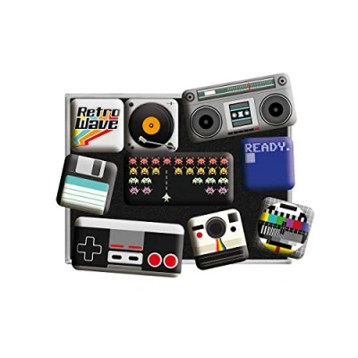 Obrázek Nostalgic Art Retro magnety na lednici, 9 kusů, Wave Media nápad dárek pro fanoušky nostalgie, magnetická sada magnetické tabule, vintage design