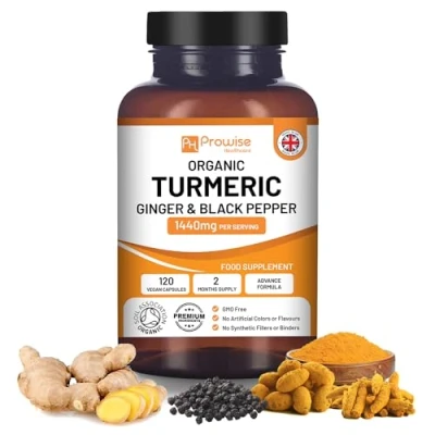 Obrázek kurkuma Curcumin 1440 mg s černým pepřem a zázvorem I 120 Veganské kapsle vysoce pevné (dodávka 2 měsíce)