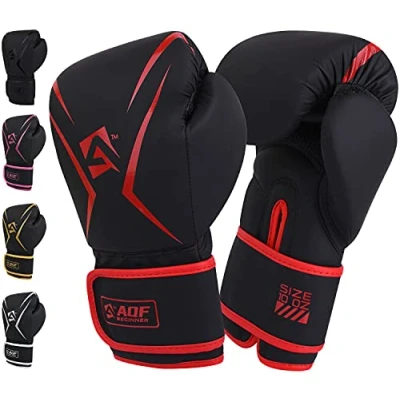 Obrázek AQF Boxhandschuhe, Boxsack Leder Handschuhe Herren Frauen, MMA Sandsäcke, Boxhandschuhe Kinder Für Kickboxen, Muay Thai, Kampfsport Boxing Gloves 4 6 8 10 12 14 16 Oz (14 oz, Rot)