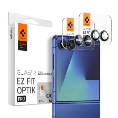 Obrázek Spigen Sklo. tR EZ Fit Optik Pro ochrana fotoaparátu kompatibilní se Samsung Galaxy Z Flip7, 2 kusy, černá, individuální fotoaparátu, odolná proti poškrábání, tvrdost 9H