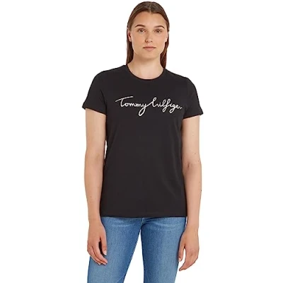 Obrázek Tommy Hilfiger Heritage CREW NECK Graphic TEE Triko s potiskem, Ženy, Velikost: XXS, Masters black