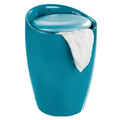 Obrázek Stolička Wenko 20630100 Candy Black koupelnová stolička, s odnímatelným pytlem na prádlo (100% polyester), plast ABS, 36 x 50,5 cm, černá