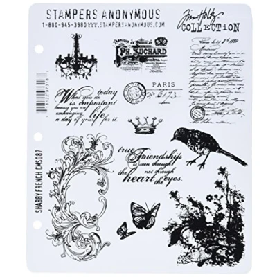 Obrázek Tim Holtz Gummistempel Set, 17,8 x 21,6 cm, Shabby French Motiv, Rot