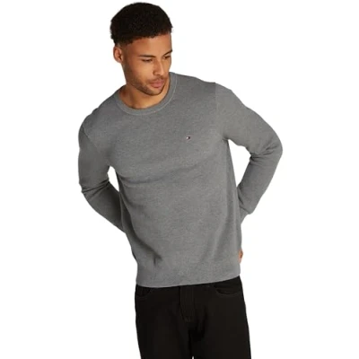Obrázek Tommy Hilfiger Herren Pullover Essential Structure Crew Neck Regular Fit, Grau (Medium Grey Heather), XXL