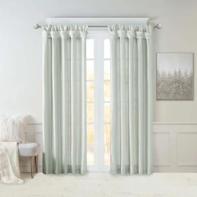Obrázek Madison Park Zatemňovací závěsy Emilia, umělé hedvábí, okenní panel 50&quot; x 95&quot; Dusty Aqua