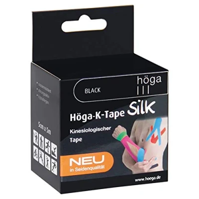 Obrázek Höga K Tape Silk black kineziologická páska v hedvábné kvalitě, 5 cm x m