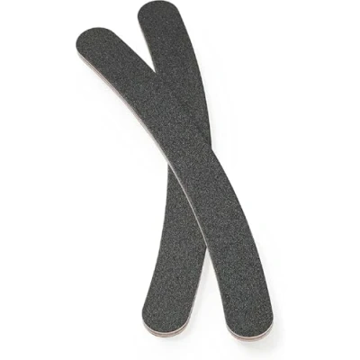 Obrázek Manicare Nagelfeilen, 2er Pack, gebogen, Bumerangform zur einfachen Verwendung, schwarze Nagelfeile, natürlich und künstliche Nägel, beidseitig mittlere Körnung, für zuhause, Maniküre oder Pediküre
