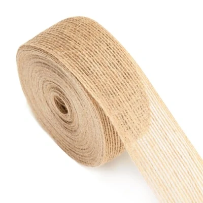 Obrázek G2PLUS 10 m jutová stuha Burlap Vintage 3,8 cm z pytloviny, dekorační stuha, dekorace, pro kutily, ruční práce, Vánoce, svatbu, party