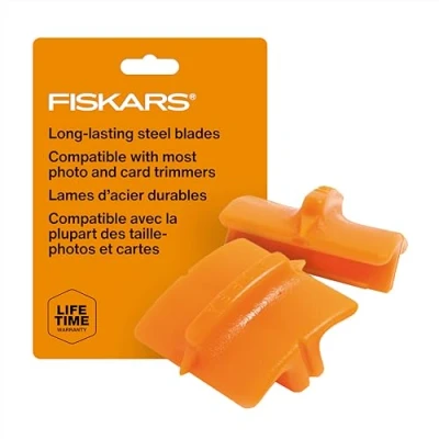 Obrázek Originální náhradní čepele Fiskars pro řezačky papíru, 2 kusy, rovné řezy, oranžové, 1003868