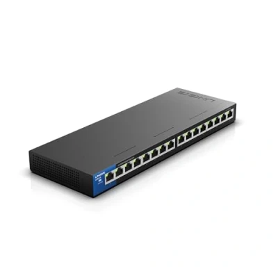 Obrázek Linksys LGS116P EU 16portový nespravovaný gigabitový síťový přepínač s 8 porty PoE+, Ethernet splitter až 1000 Mbit/s pro kanceláře a domácnosti, sledování IP umístění na stole