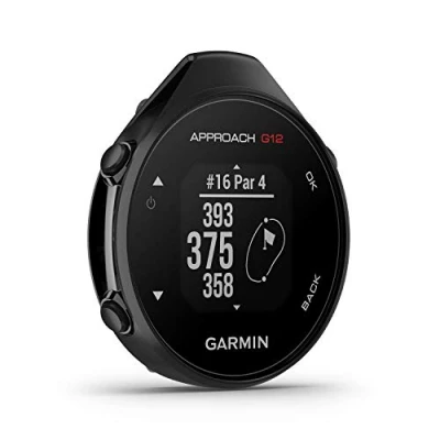 Obrázek Garmin Approach G12 GPS golfové zařízení s údaji o vzdálenosti od zelené a překážkami. Displej 1,3&quot;, velká tlačítka, měření záznam úderových vzdáleností. 30 h baterie, pro 42 000 golfových hřišť