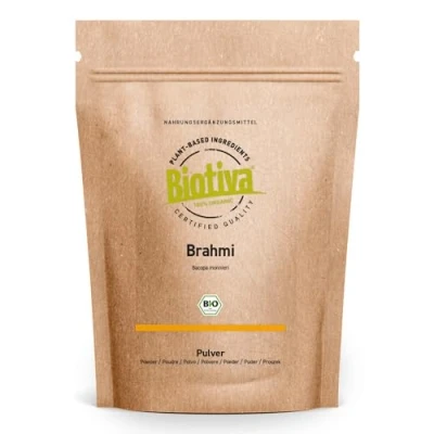Obrázek Brahmi Bio prášek 250 g Bacopa Monnieri paměťová rostlina veganská Ayurveda Zaručeně bez přísad Brahmiový plněno v Německu (DE ÖKO 005)