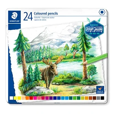 Obrázek STAEDTLER 146C M24 Buntstifte (klassisches Sechskantformat, weiche Mine, hoch pigmentierte Farben) Metalletui mit 24 leuchtenden Farben