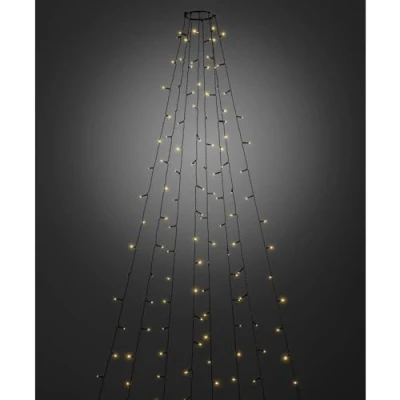 Obrázek Konstsmide, 6327 800, LED světelný řetěz s kroužkem 11, se zvonkem, 8 pramenů à 30 diod, předmontované, 240 jantarových 24V_venkovní trafo, černý kabel zlatý
