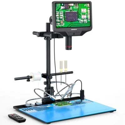 Obrázek Andonstar AD409 Max HDMI Digitalmikroskop mit Lötstation, Endoskop, 10,1 Zoll LCD Bildschirm, 300X USB Elektronische Mikroskopkamera für professionelles PCB Löten, unterstützt Windows PC