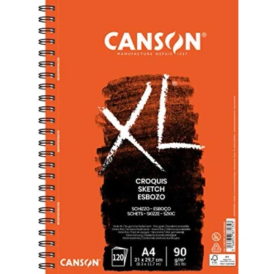 Obrázek Canson XL® Croquis blok skicování, spirálově vázaný na dlouhé straně, DIN A4, 120 listů, 90 g/m², krémový