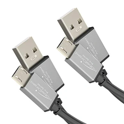 Obrázek KabelDirekt Micro USB 2. 0 kabel 2x 1m (High Speed datový a nabíjecí kabel, vhodný PRO smartphony tablety s mikro portem, černá/vesmírně šedá) řada