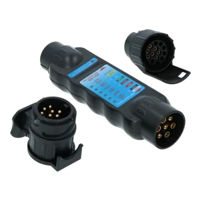 Obrázek Carpoint 0438120 testovací sada 3 v 1 pro osvětlení přívěsu se 2 adaptéry, černá