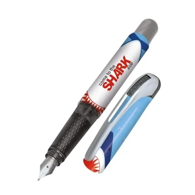 Obrázek Online plnicí pero College Shark s M perem I základní škola cool žraločím designem &amp; Clip vhodné pro alergiky, lehké a ergonomické vč. modré inkoustové kazety Made in