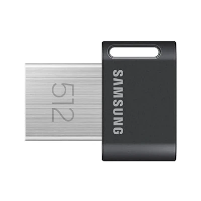 Obrázek Samsung USB flash disk FIT Plus, typ A, 512 GB, 400 MB/s čtení, 110 zápis, kompaktní 3.2 s kroužkem na klíče, šedá, MUF 512AB/APC