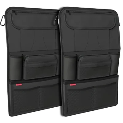 Obrázek ATHLON TOOLS 2x organizér na autosedačky s integrovaným držákem tablet zesílená zadní strana extra penálem pro zaměstnání a děti navrženo v Hamburku (černá / sada 2 ks)