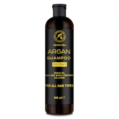 Obrázek Arganový šampon pro muže 500 ml s arganovým olejem hedvábný protein a pšeničný měkké hebké vlasy lesk vlasů péče o pokožku hlavy všechny typy