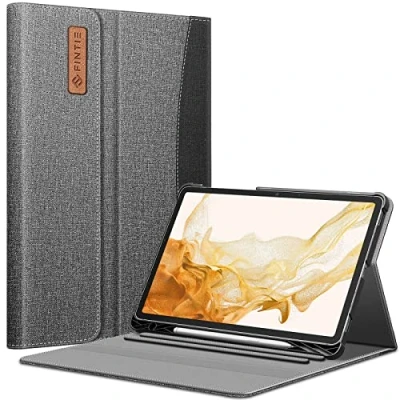 Obrázek Fintie Hülle für Samsung Galaxy Tab S8 Plus 2022/S7 FE 2021/S7 2020 12.4 Zoll, Multi Winkel Betrachtung Folio Schutzhülle mit S Pen Halter Dokumentschlitze Auto Schlaf/Wach, Dunkelgrau