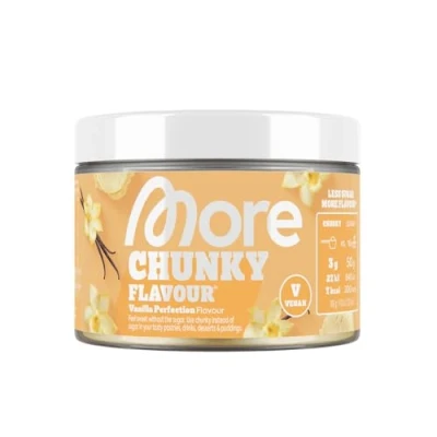 Obrázek MORE Chunky Flavour, Vanilla Perfection, 150 g, veganský, chuťový prášek na sladení, bez velkého množství cukru a kalorií, s inulinem laktázou vyrobeno v Německu