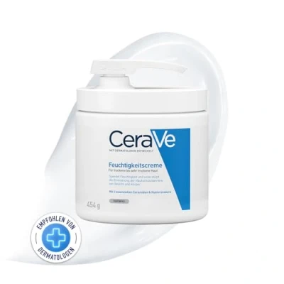Obrázek CeraVe Hydratační krém na tělo a obličej, s dávkovačem pumpičky, pro suchou až velmi pokožku, hyaluronem 3 esenciálními ceramidy, 454 g