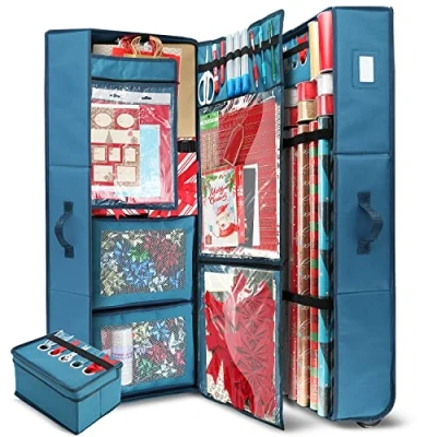 Obrázek Hearth &amp; Harbor Geschenkpapier Aufbewahrungsbehälter Weihnachts Geschenkpapierrollen zur Aufbewahrung unter dem Bett, Aufbewahrungsbox für Urlaub und Zubehör Geschenkpapier,