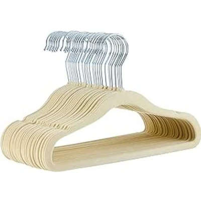 Obrázek AmazonBasics Dětský věšák , sametový potah, balení 30, béžová