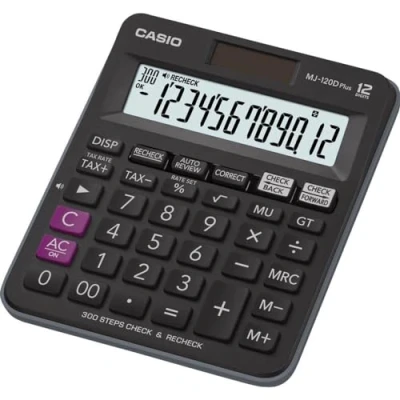 Obrázek Casio Stolní kalkulačka kompaktní s funkcí Check &amp; Correct, MJ 120DPLUS, černá