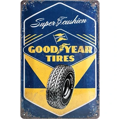 Obrázek Nostalgic Art Retro plechový štít, 20 x 30 cm, Goodyear Super Cushion nápad na dárek pro fanoušky motoru, z kovu, vintage design