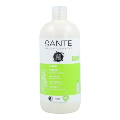 Obrázek SANTE Naturkosmetik Osvěžující sprchový gel s citrusovou vůní, hydratační péče o sprchovou péči pro vláčnou pokožku ve výhodné velikosti, bio ananasem a limonou, rodinný gel, 1 x 500 ml