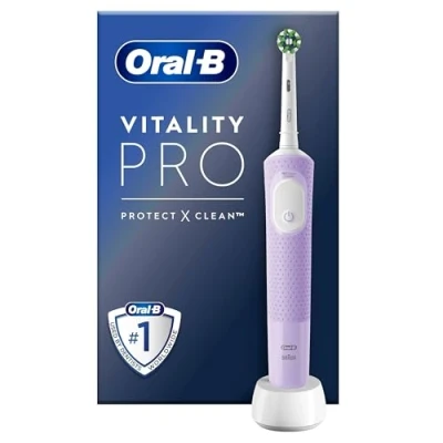 Obrázek Oral B Vitality pro elektrický zubní kartáček/elektrický kartáček, 3 režimy čištění péči o zuby, dárek muže/ženu, Designed by Braun, fialový