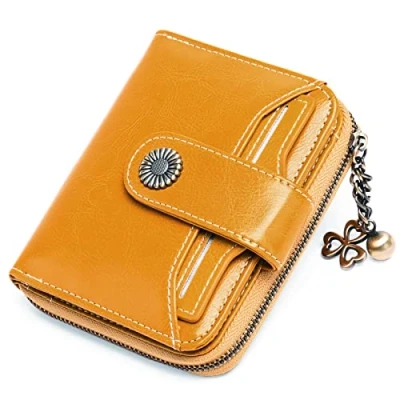 Obrázek SENDEFN Geldbörse Damen Klein,Geldbeutel Frauen Echtes Leder,mit Münzfach Kleines Zipper Brieftasche Kartenhalter mit RFID Blocker
