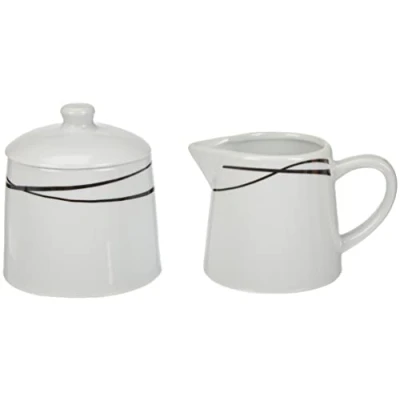 Obrázek Mäser 991365 série Oslo, cukřenka a konvička na mléko, klasická, nadčasová, elegantní, porcelán, černobílá