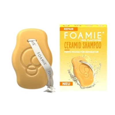 Obrázek Foamie Pevný šampon Repair, vlasový pro poškozené vlasy s ceramidy &amp; marulovým olejem proti krepatění, péče o regeneruje a chrání, spojuje vědu přírodu zdravé vlasy, 80 g