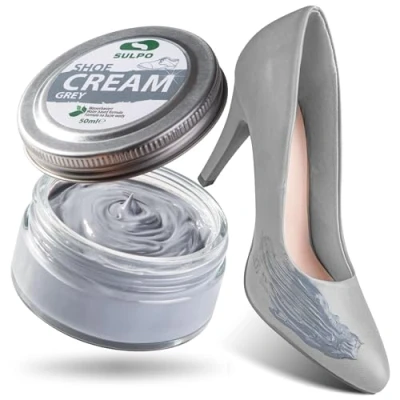 Obrázek SULPO Krém na boty šedý Shoe Cream čištění bot kůži Balzám Hladká kůže vodní bázeň oživení barvy péče o pravá a umělá 50 ml