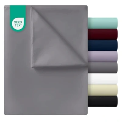 Obrázek Utopia Bedding prostěradlo bez stahovací gumy 270 x 290 cm na postel 180 200 plochý list měkké kartáčované mikrovlákno šedá