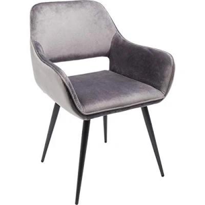Obrázek Kare Design San Francisco, židle pro loketní opěrky, jídelní židle, lounge ušlechtilé s područkami, samet, šedá (V/Š/H) 82 x 58,5 61 cm