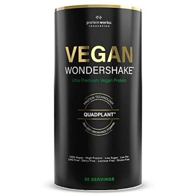 Obrázek protein Works Vegan Wondershake prémiová veganská směs veganský proteinový prášek jahodový krém 30 porcí