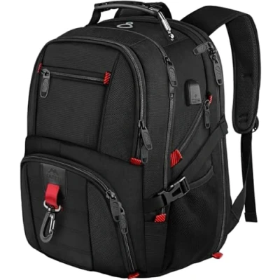 Obrázek MATEIN Velký batoh na notebook, pánský 50 l, 17,3&quot; práce, vodotěsný Backpack taška cestovní batoh, školní pro teenagery, chlapce, proti krádeži, business, černá