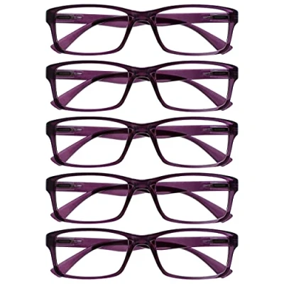 Obrázek Brýle na čtení Firemní fialová hodnota balení 5 ks pánských žen designer styl čtenář RRRRR92 +3,00